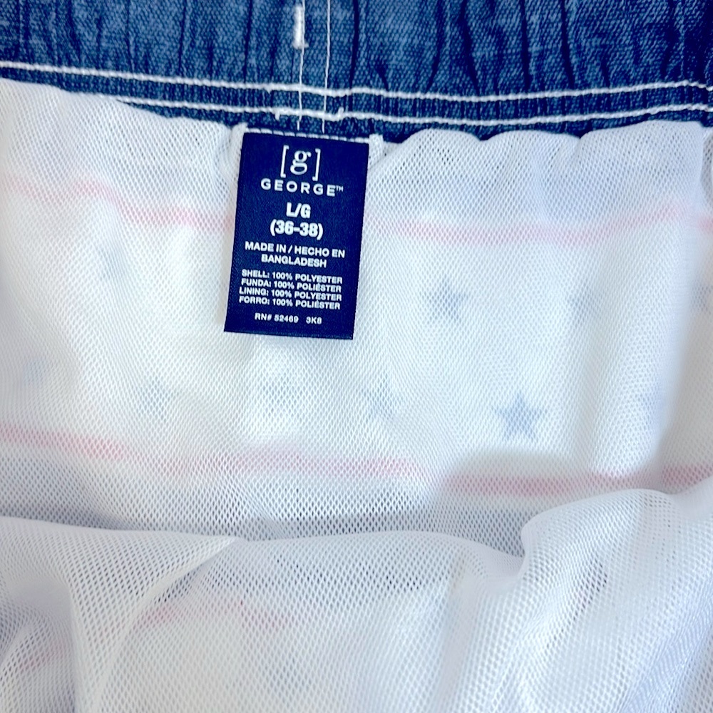 George Patriotic Red Blue White Swim Trunks LG 36-38 NWT - Picture 5 of 8